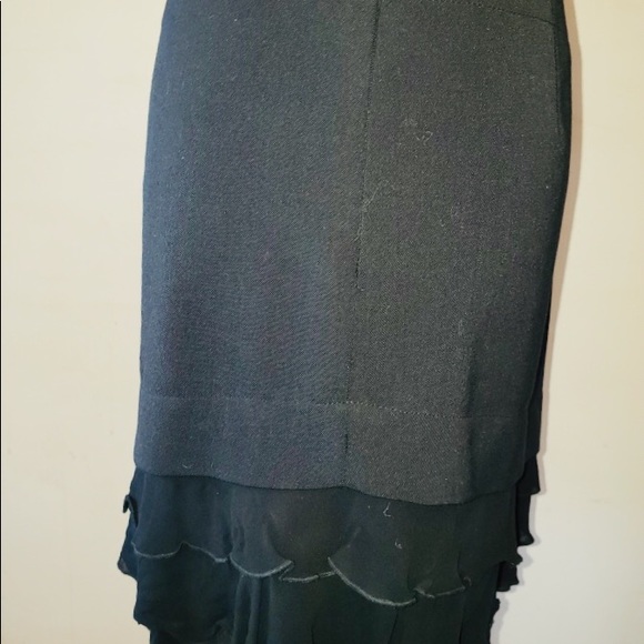 MOSCHINO BLACK SKIRT with leather & chiffon Accent - Picture 3 of 4